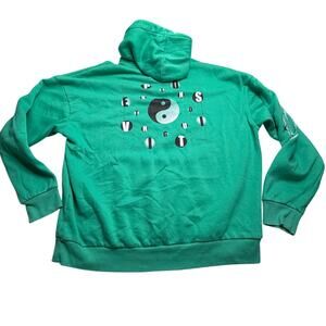 Yin Yang No Boundaries Men's Graphic Print Hoodie, Green Size M(38-40)